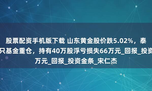 股票配资手机版下载 山东黄金股价跌5.02%，泰康基金旗下1只基金重仓，持有40万股浮亏损失66万元_回报_投资金条_宋仁杰
